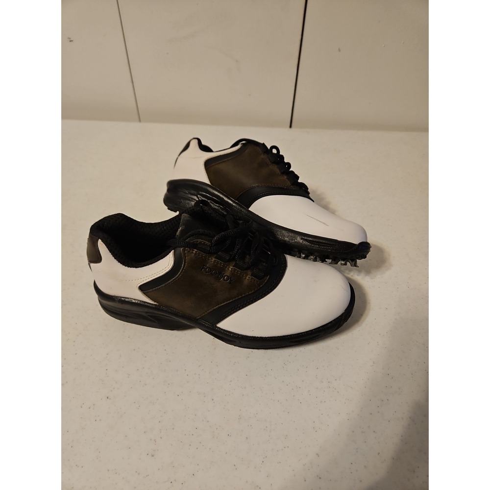 FootJoy Soft Spike Golf Shoes Mens Size 4 M Style 45020 White/Brown (S122